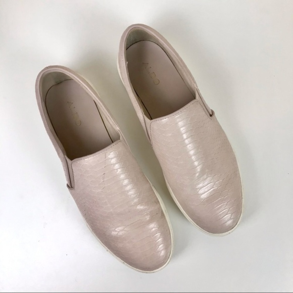 Aldo Jille Mauve Pink Snake Print Slip On Sneakers